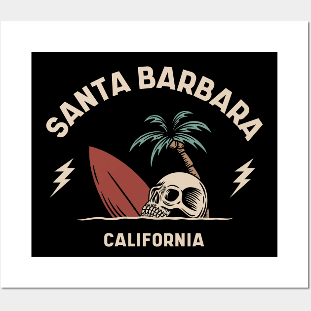 Vintage Surfing Santa Barbara, California Wall Art by SLAG_Creative